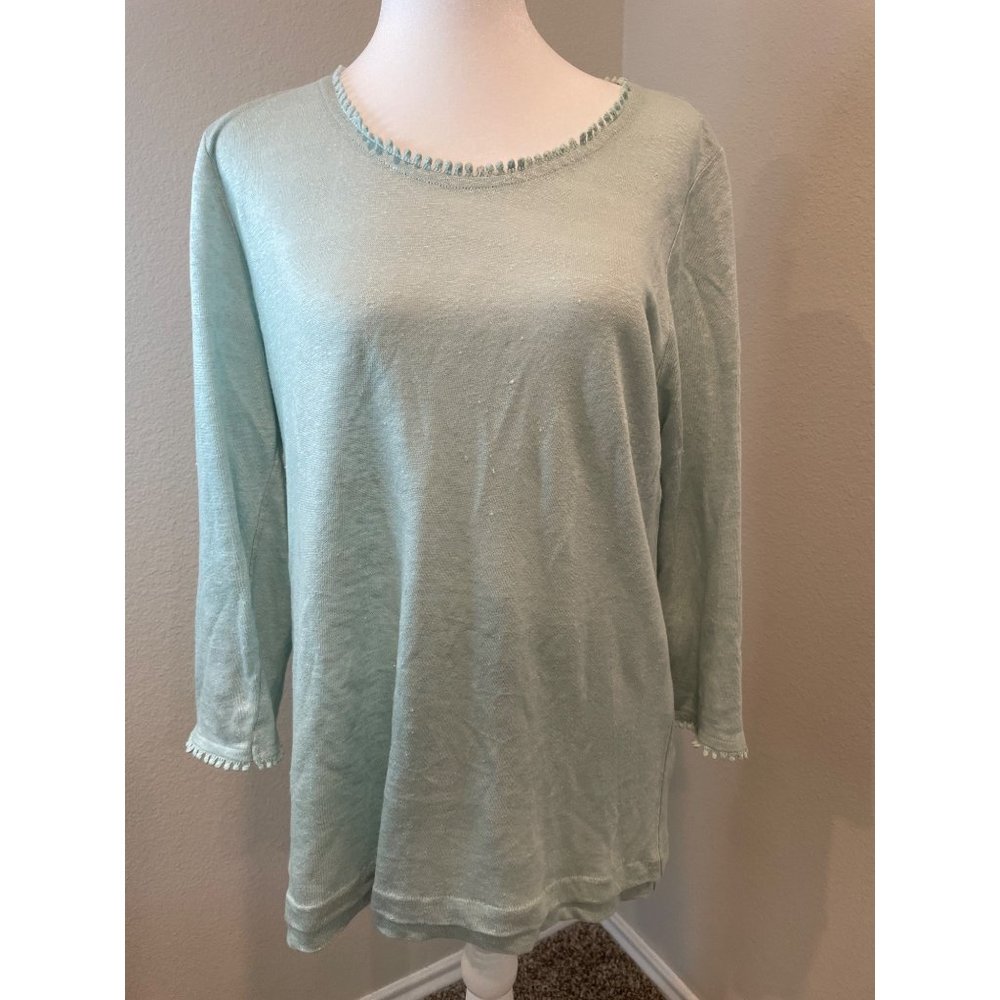 J Jill Mint Love Linen Collection 3/4 Sleeve Top